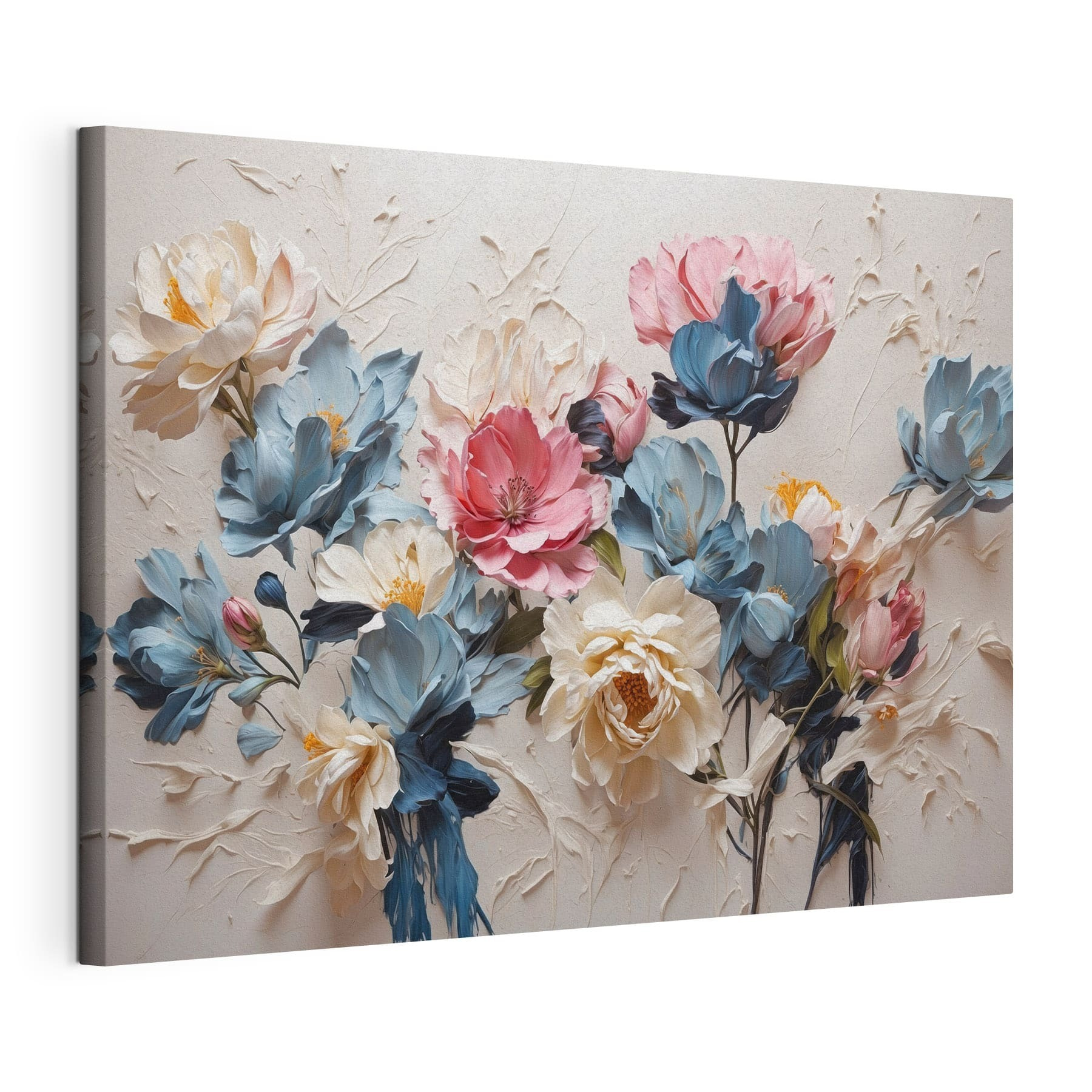 A painting of flowers on a white surface
