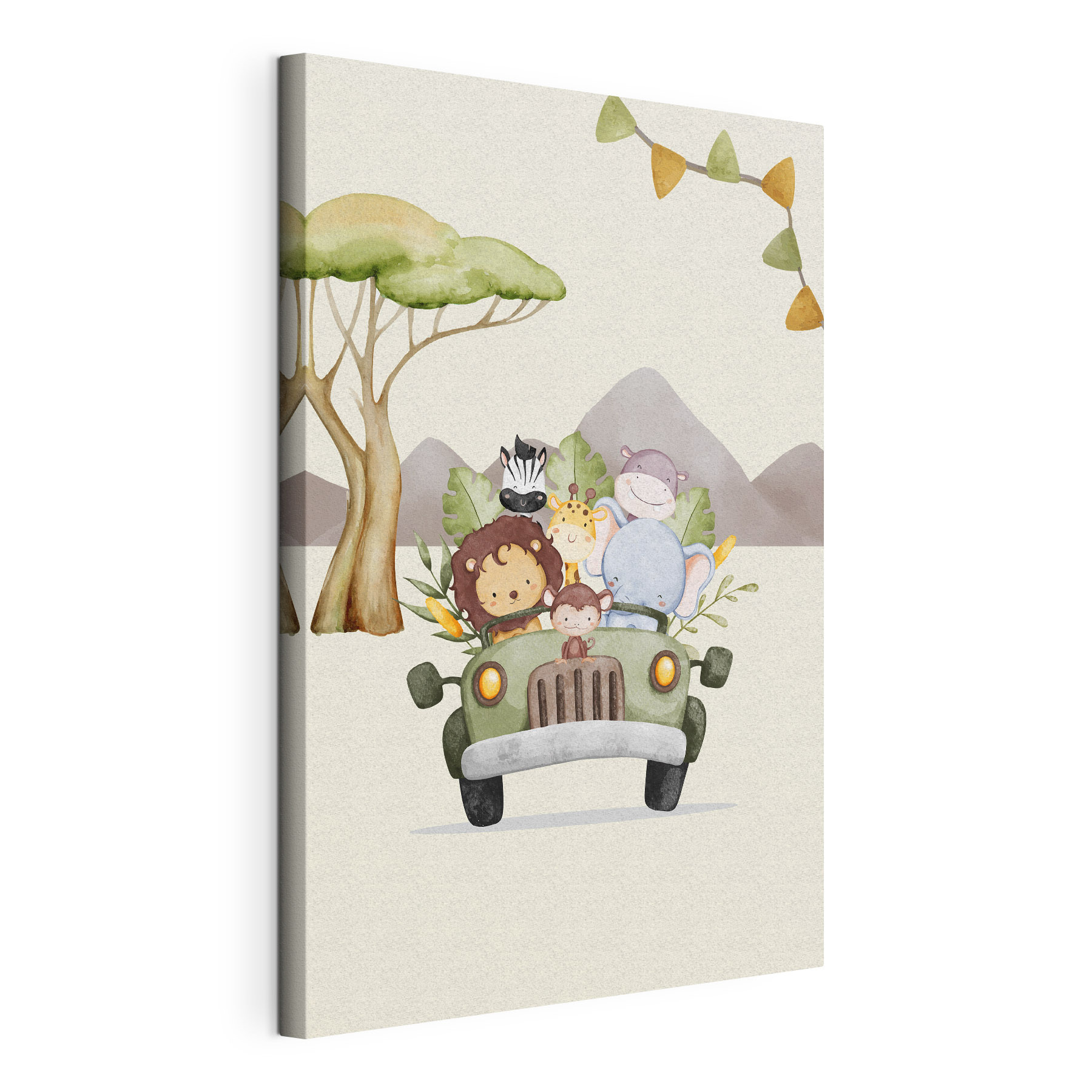 A cartoon of animals in a car