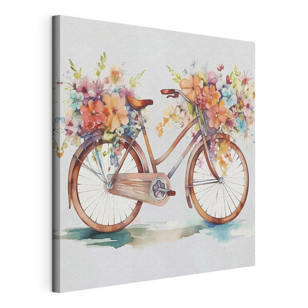 Obraz Akvarelová maľba bicykla s kvetmi