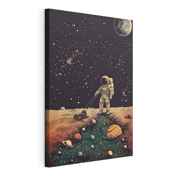 Obraz Astronaut ťahajúci kosačku vo vesmíre (Katalógové číslo: s38637) Obraz Obraz Astronaut ťahajúci kosačku vo vesmíre (Katalógové číslo: s38637)
