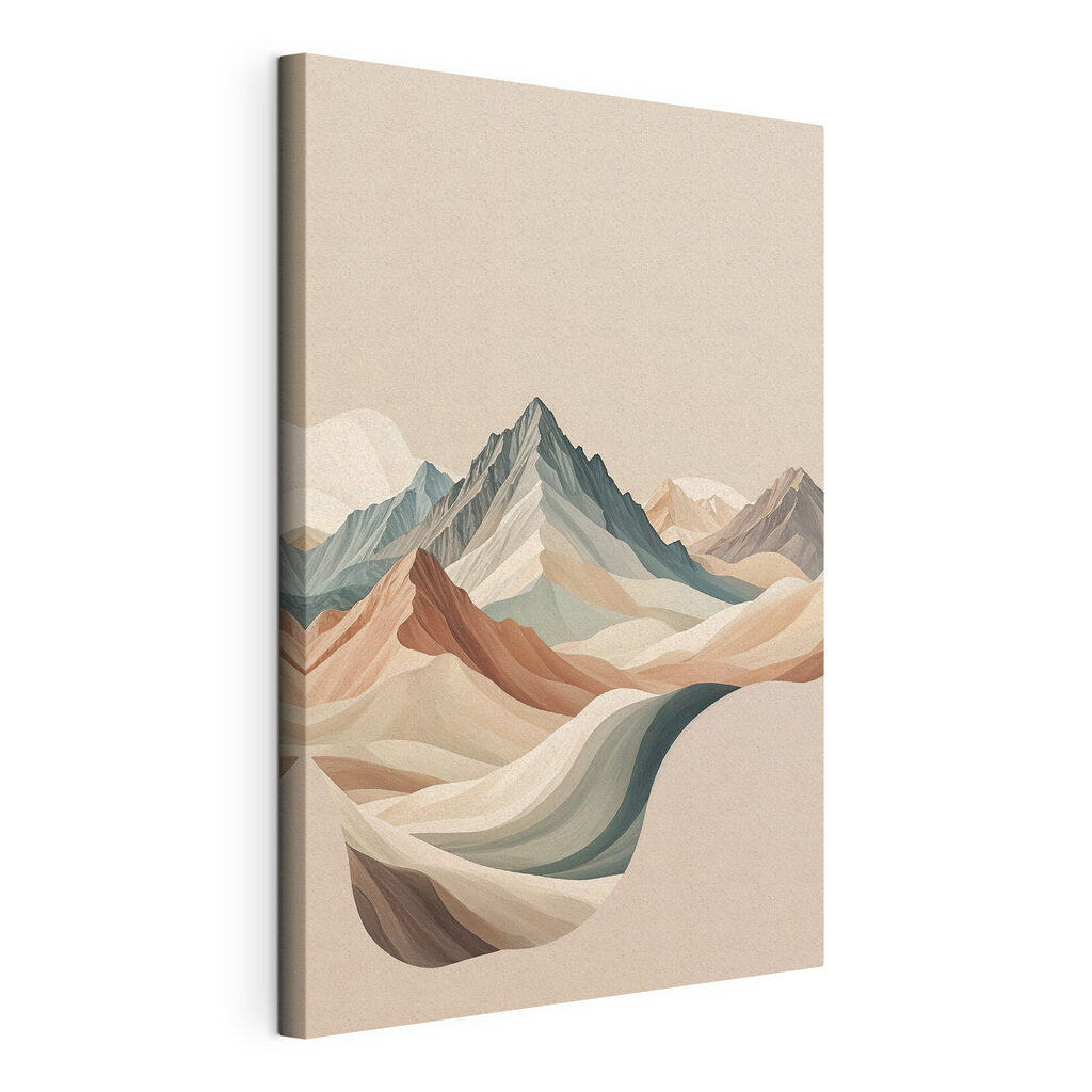 A painting of mountains in different colors