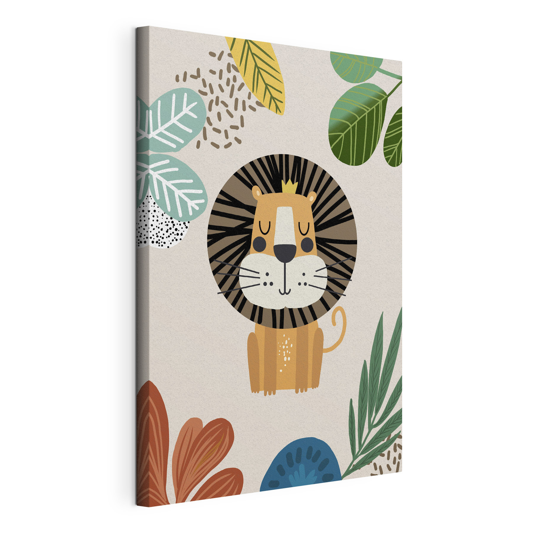 A lion with a crown and leaves
