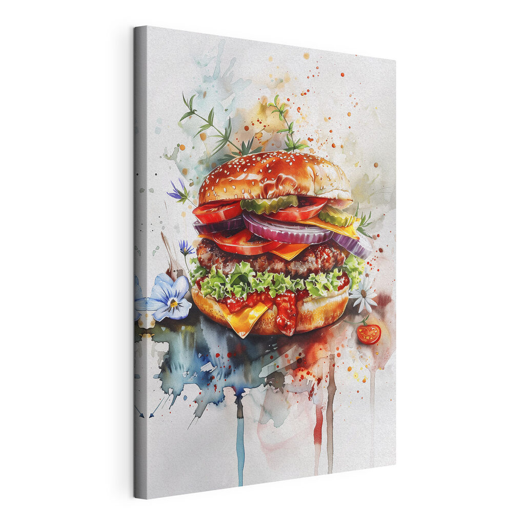 Watercolor of a burger