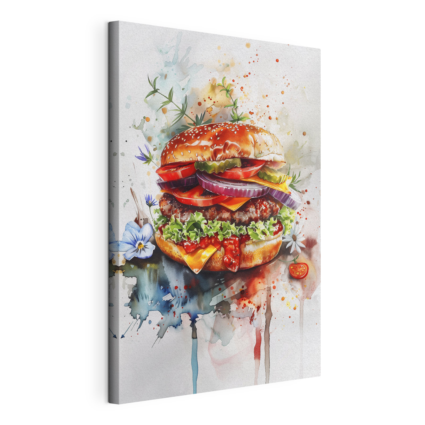 Watercolor of a burger