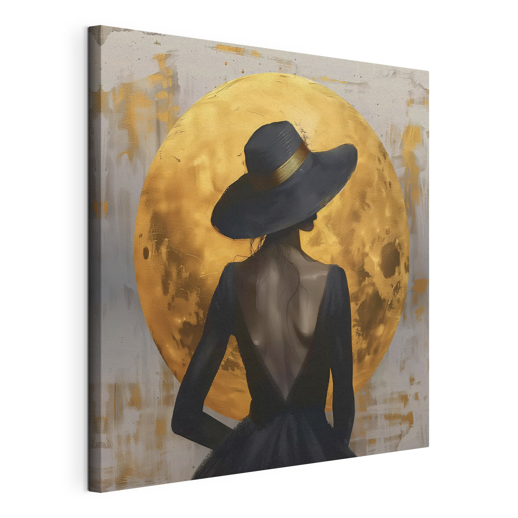 Woman in a black dress and hat Woman in a black dress and hat