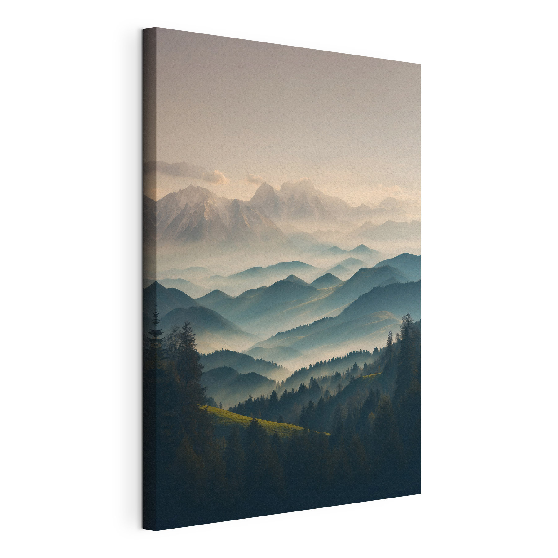 Mountain range with trees and fog Mountain range with trees and fog