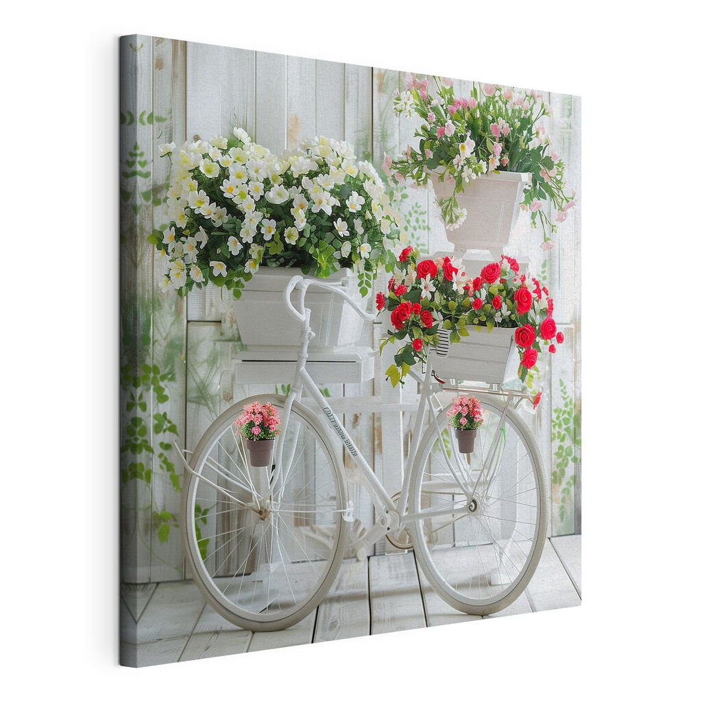 Bicycle with flowers in baskets Bicycle with flowers in baskets