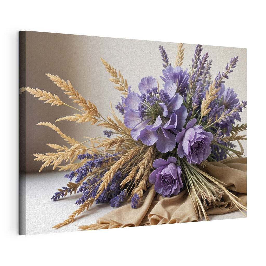 Bouquet of purple flowers and wheat Bouquet of purple flowers and wheat