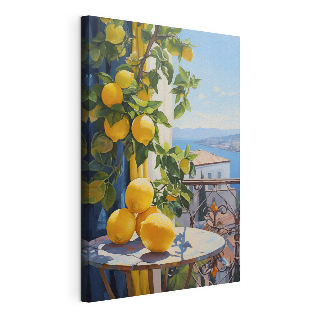 Painting of lemons on a table Painting of lemons on a table