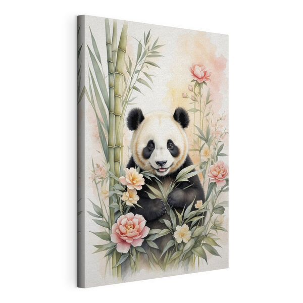 Obraz Medveď panda s kvetmi a bambusom (Katalógové číslo: s40125) Obraz Obraz Medveď panda s kvetmi a bambusom (Katalógové číslo: s40125)