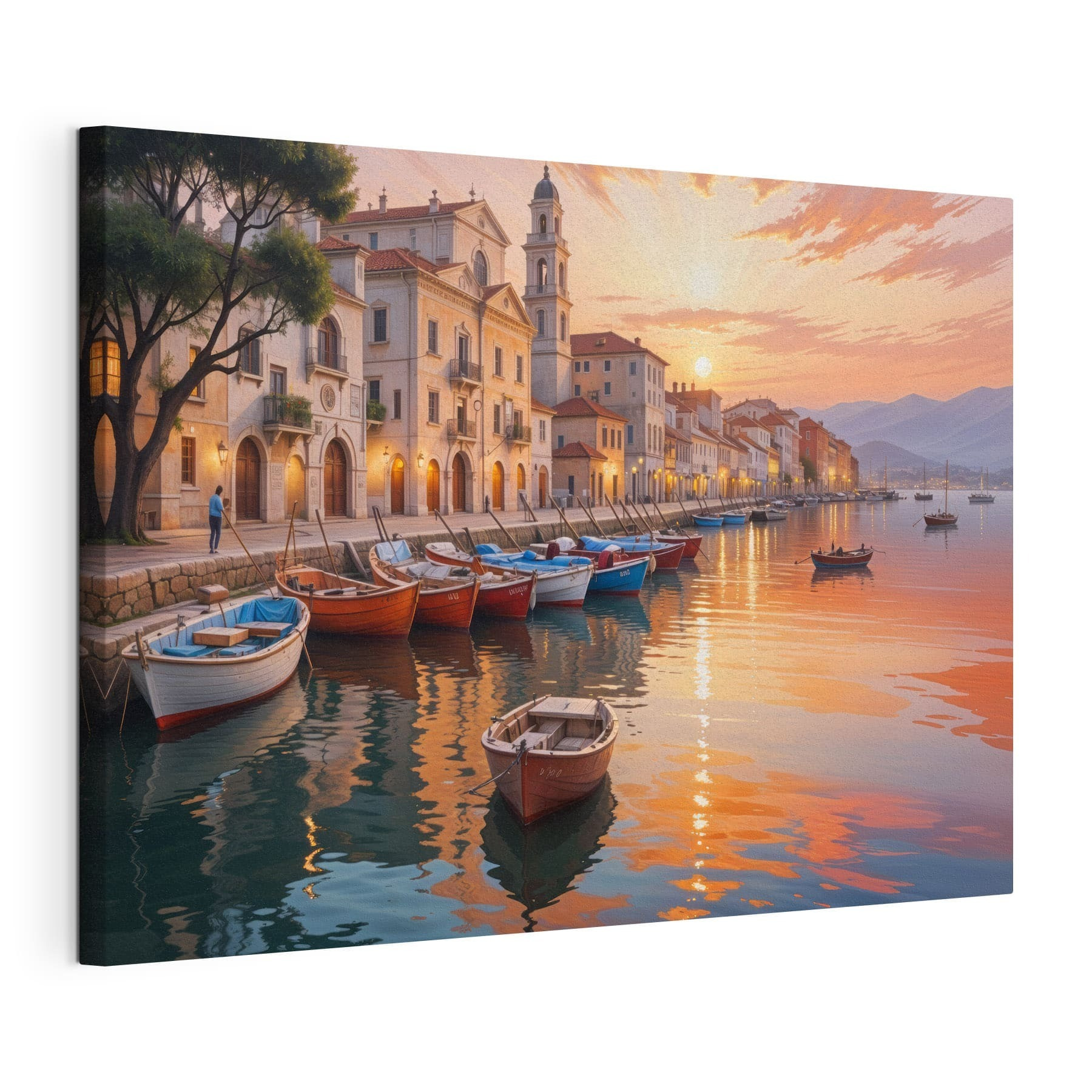 Boats on the water with buildings in the background