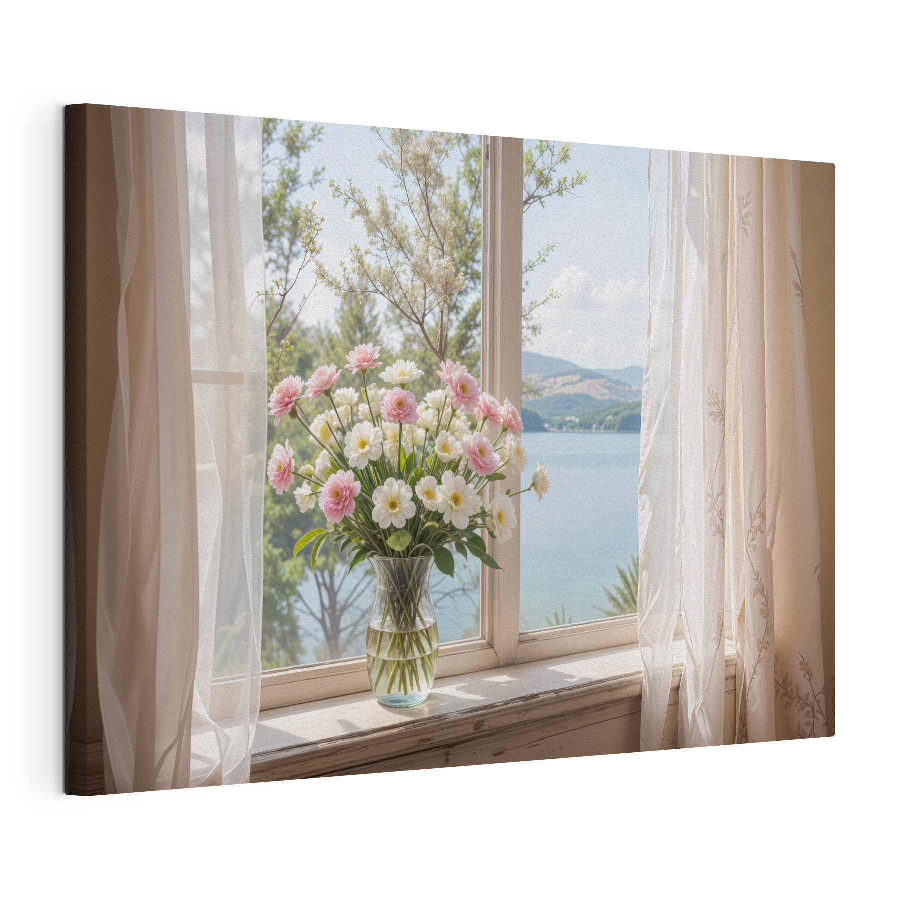 Vase of flowers in front of a window Vase of flowers in front of a window