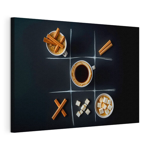 Obraz Obraz Hra Tic tac toe s kávou a marshmallows (Katalógové číslo: s40163)