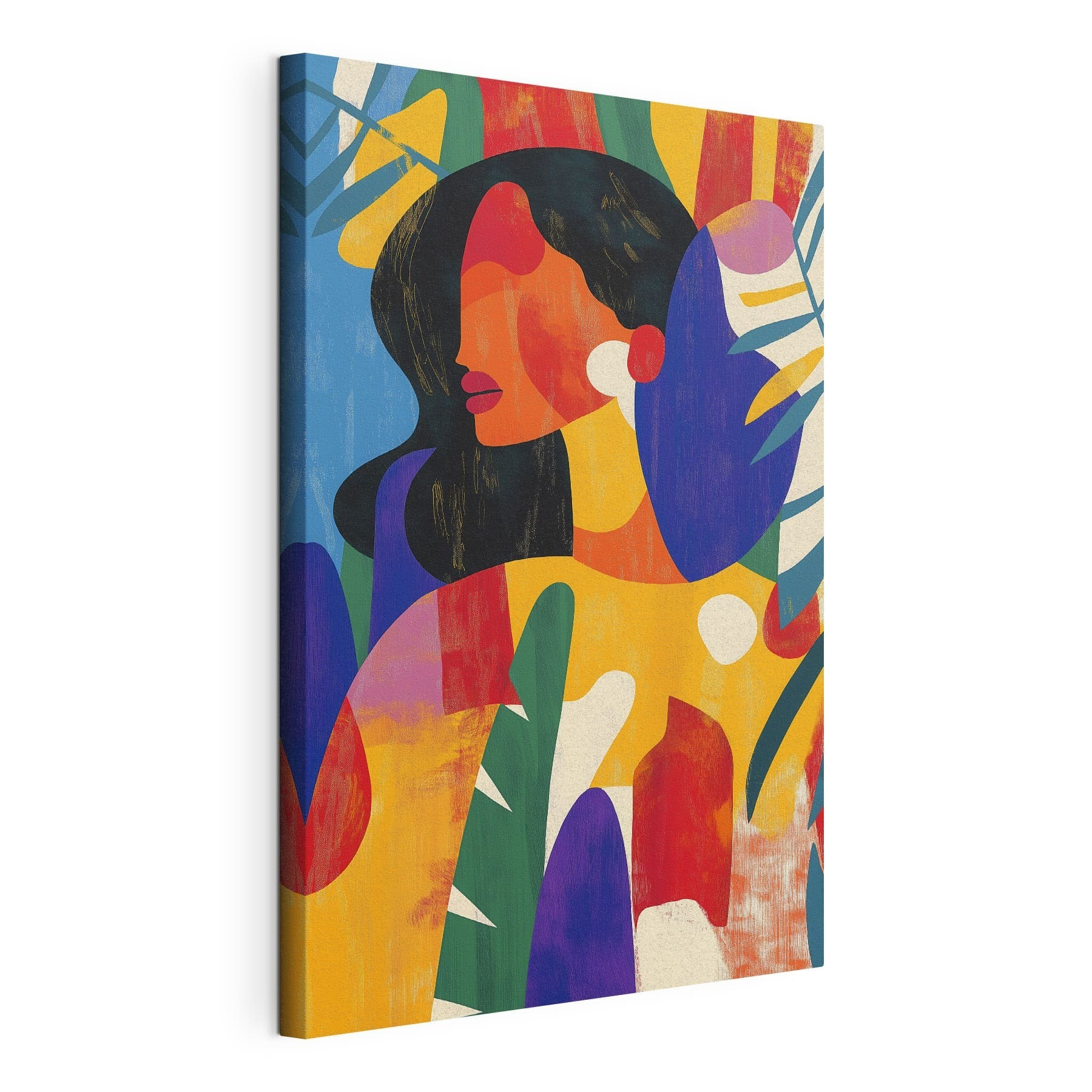 Woman with colorful leaves