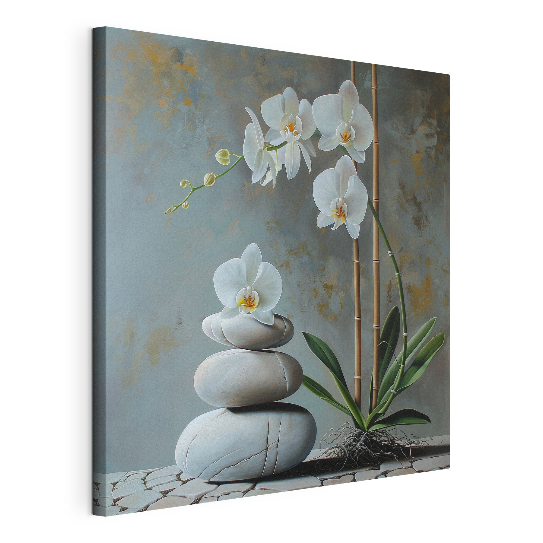 Painting of a plant and a stack of rocks Painting of a plant and a stack of rocks