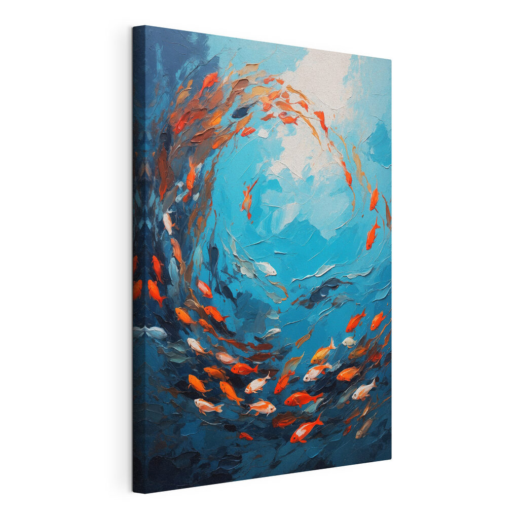 Painting of fish swimming in the water