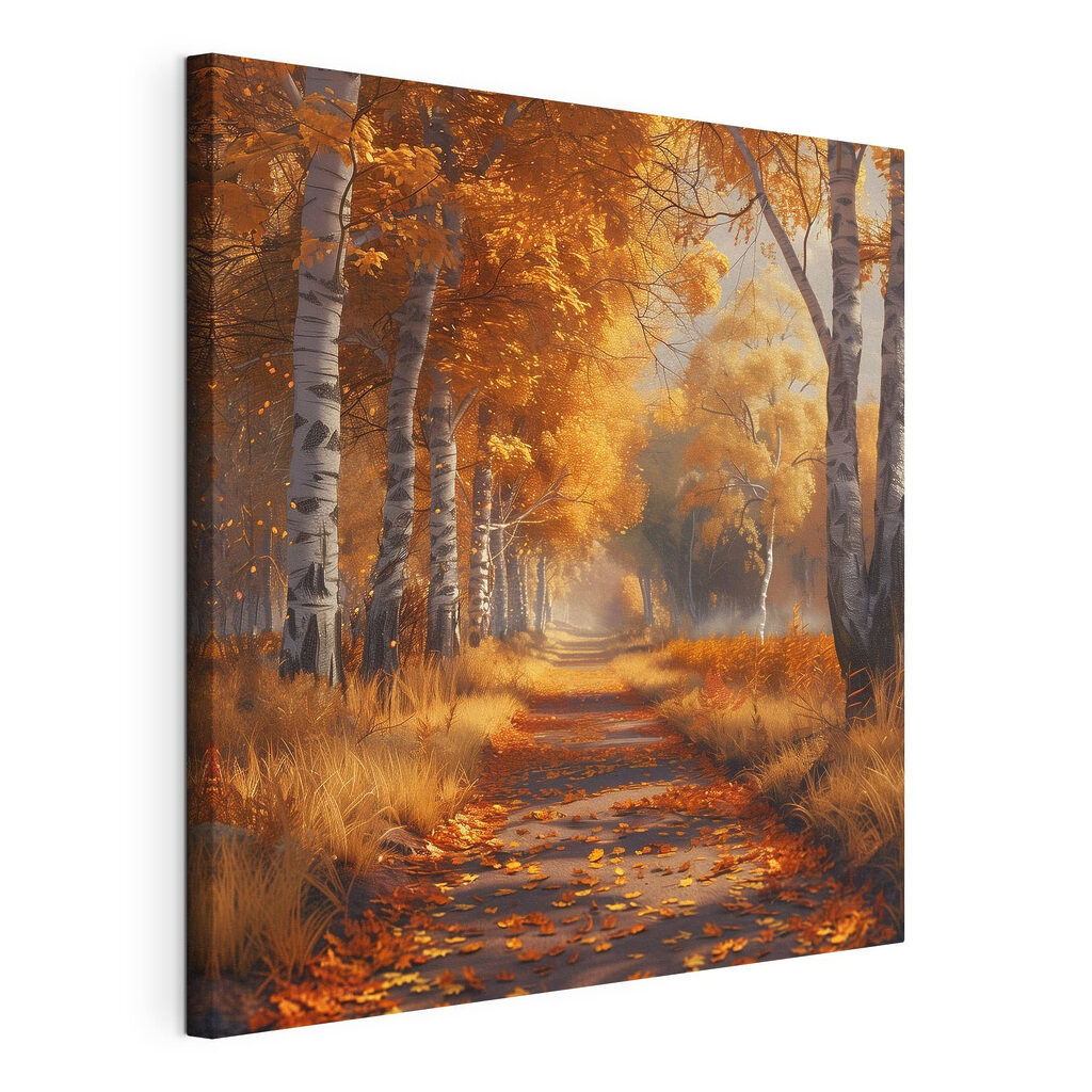 Path with orange leaves on it Path with orange leaves on it