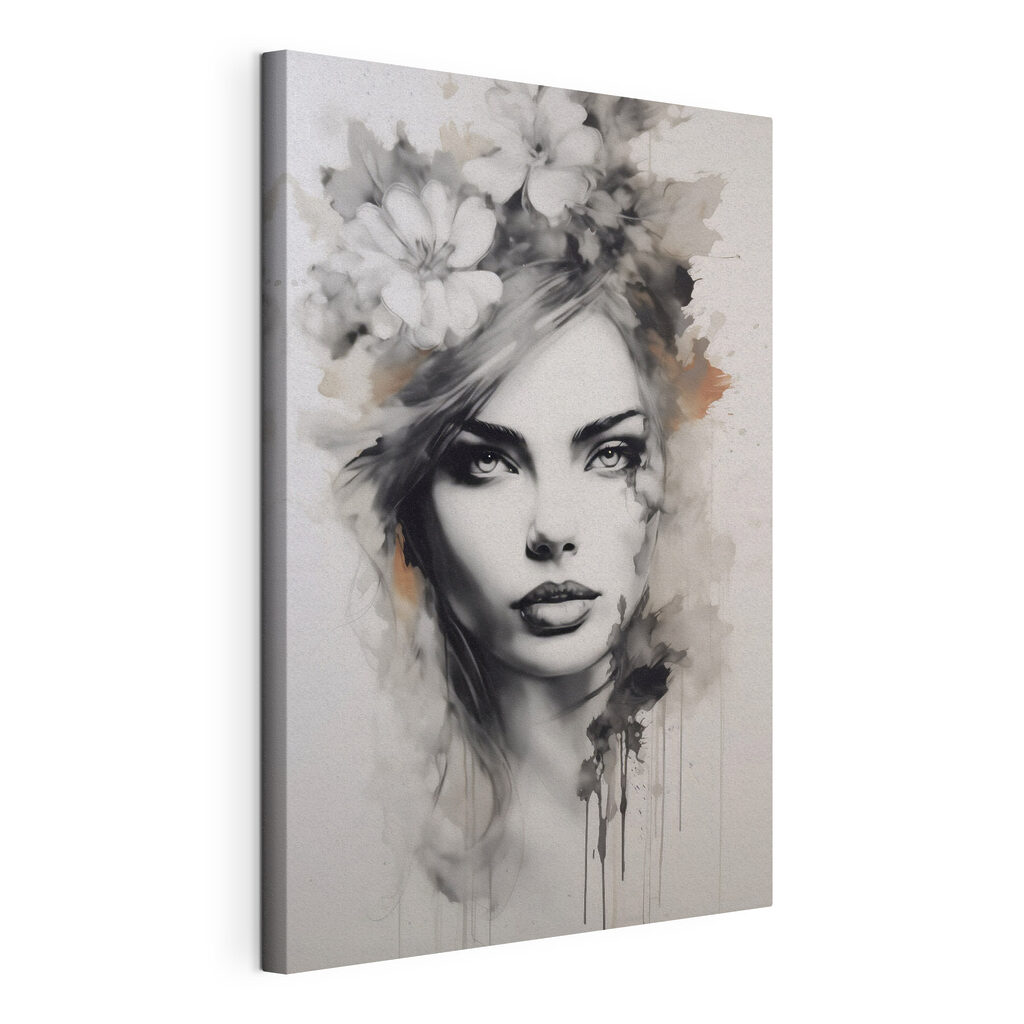 Painting of a woman with flowers in her hair Painting of a woman with flowers in her hair