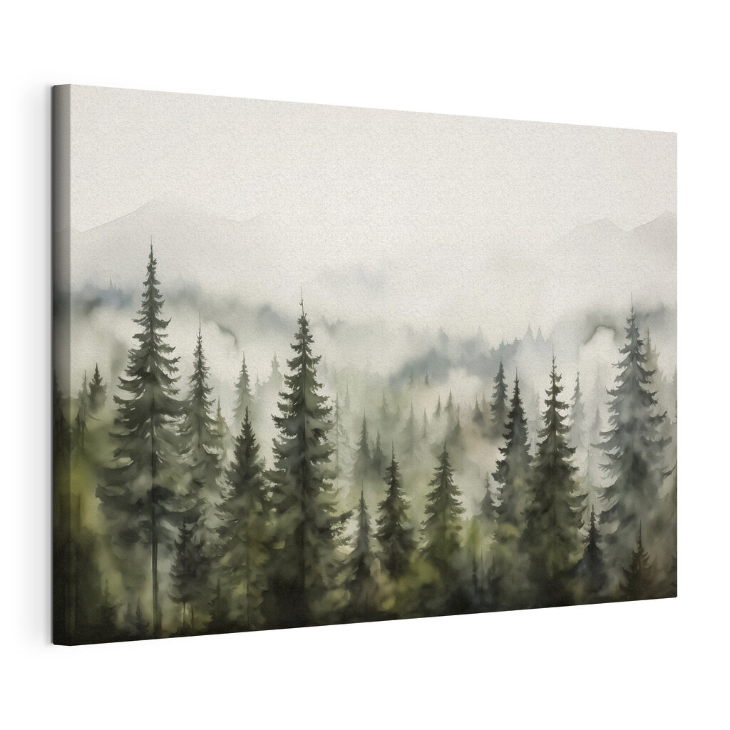 Foggy forest with trees Foggy forest with trees