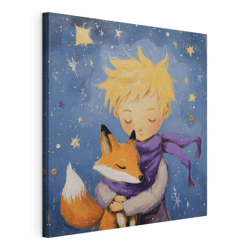 Boy hugging a fox Boy hugging a fox