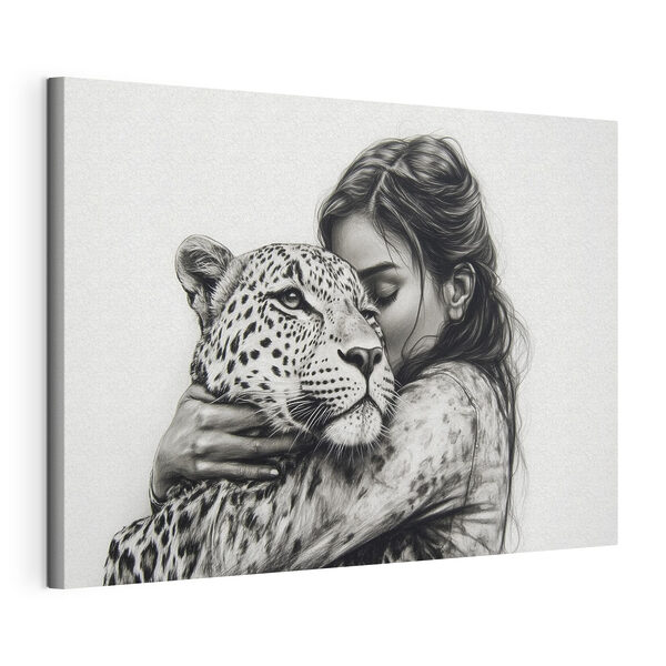 Obraz Kresba ženy objímajúcej leoparda (Katalógové číslo: s41455) Obraz Obraz Kresba ženy objímajúcej leoparda (Katalógové číslo: s41455)