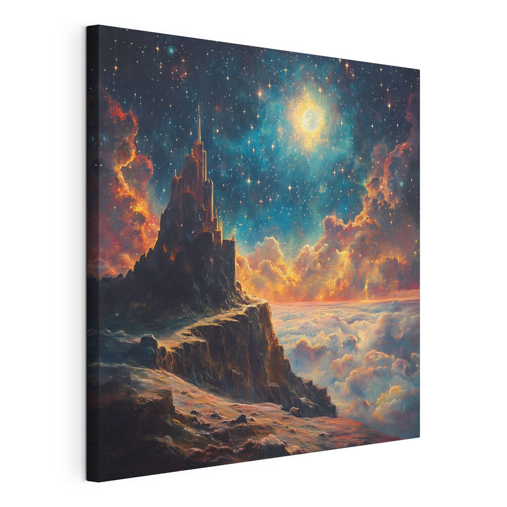 Mountain with a tower in the sky