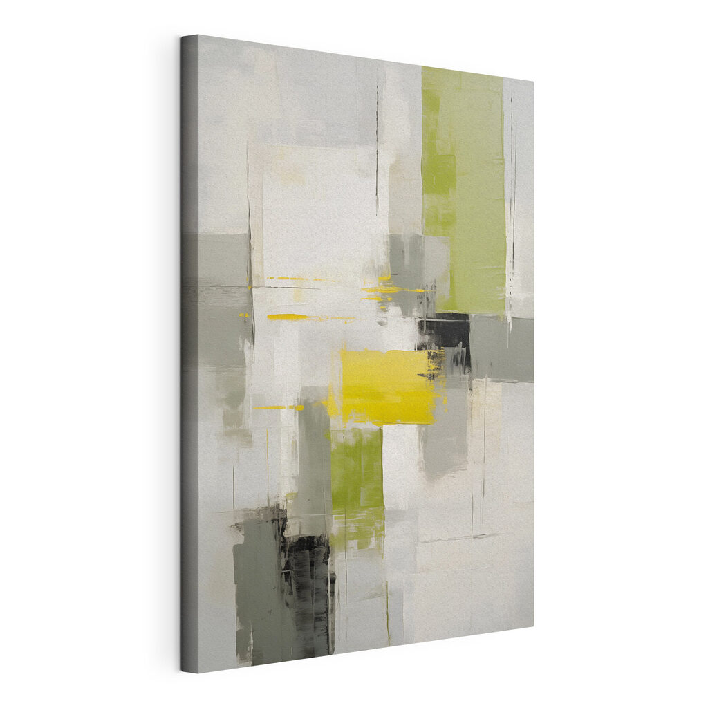 Painting of a grey and yellow art Painting of a grey and yellow art