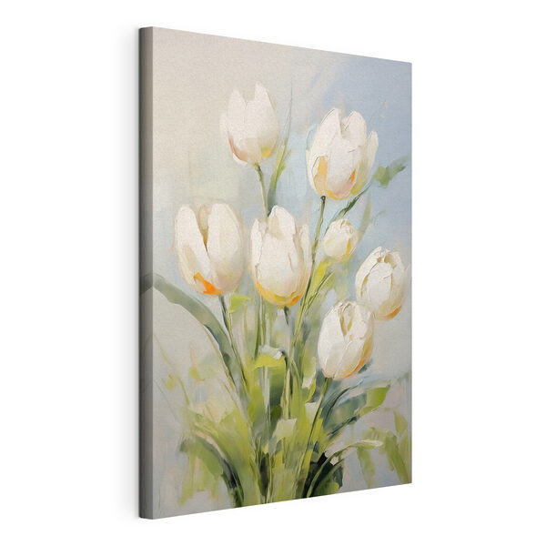 Maľovanie bielych tulipánov Obraz Maľovanie bielych tulipánov