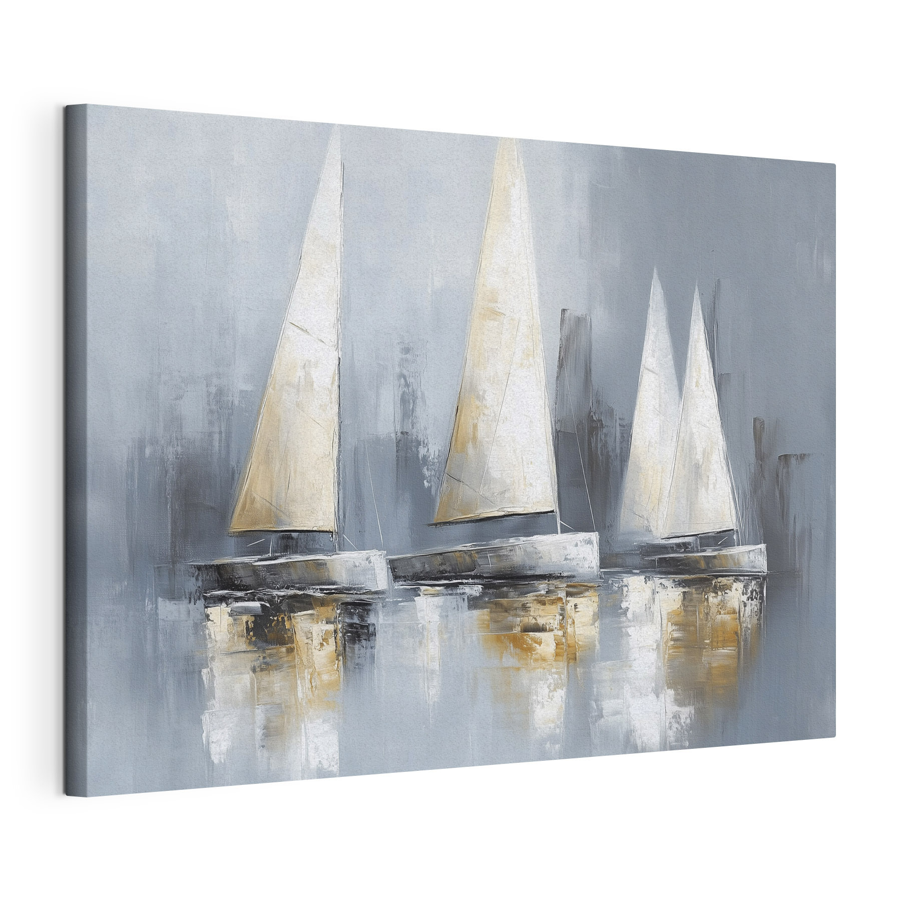 Painting of sailboats on water