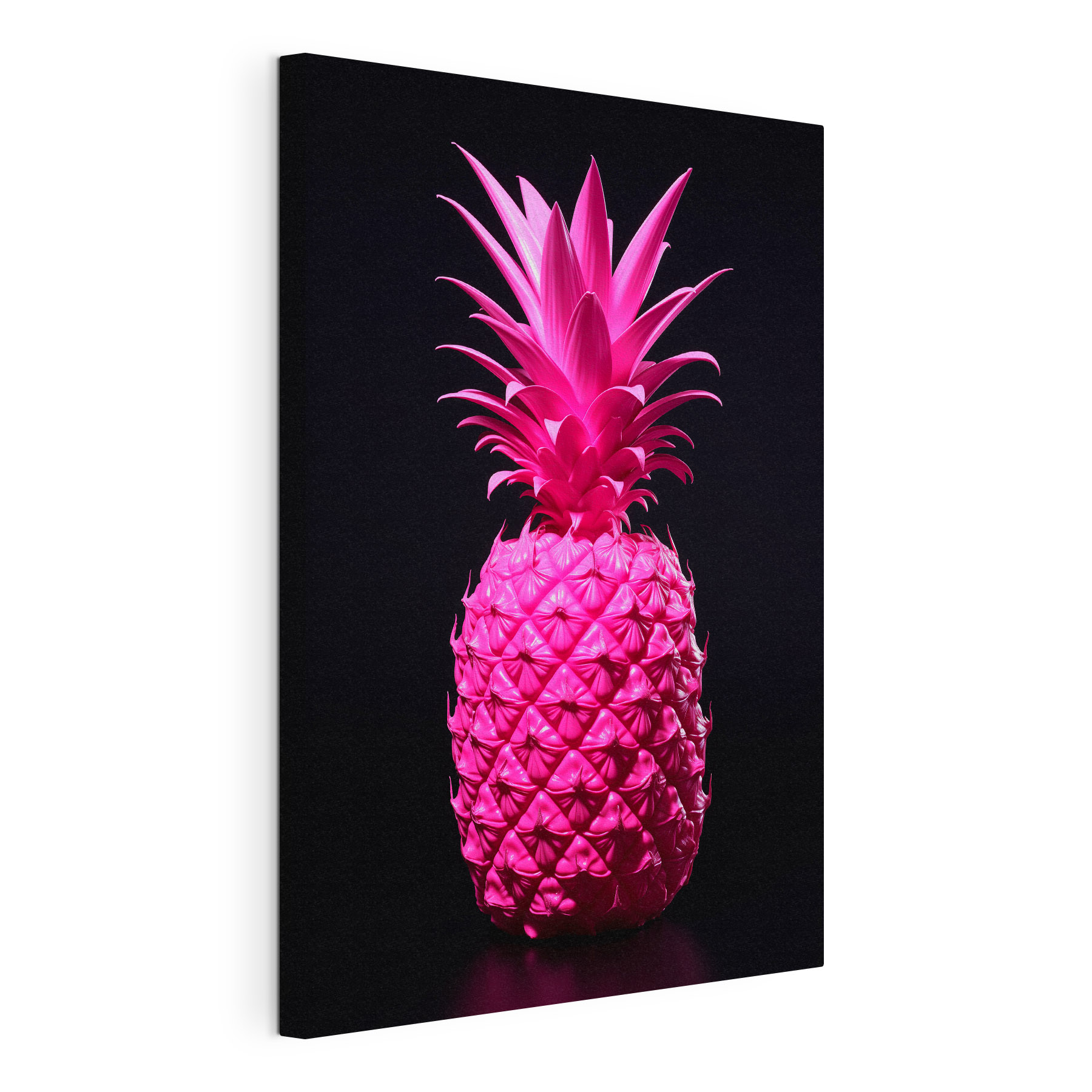 A pink pineapple with a black background