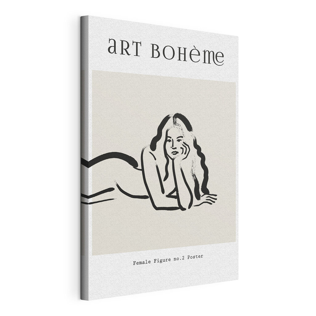 A drawing of a woman lying on her stomach