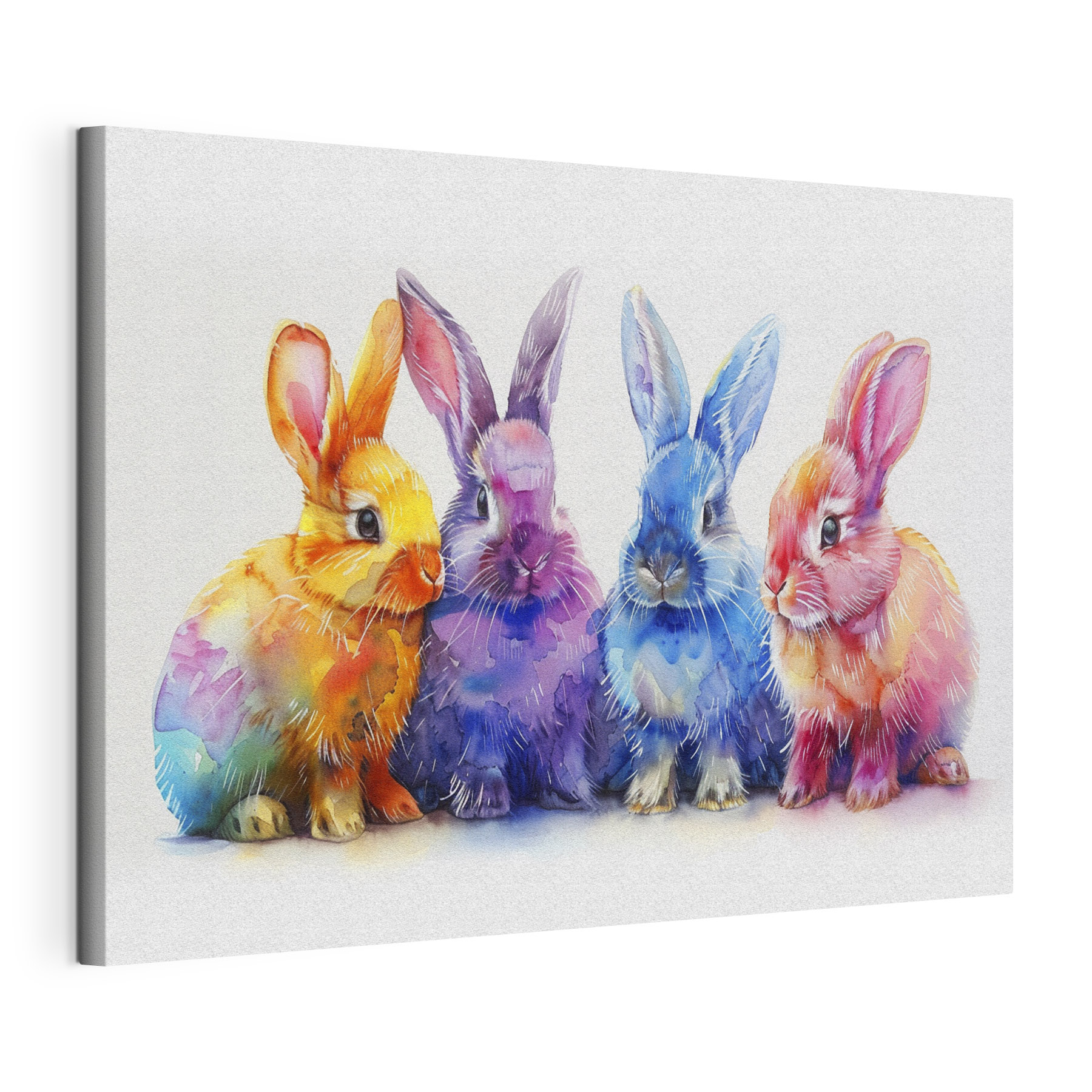A group of colorful bunnies