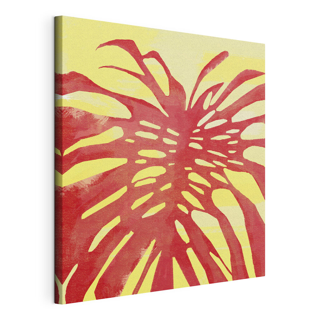 Red leaf on a yellow background Red leaf on a yellow background