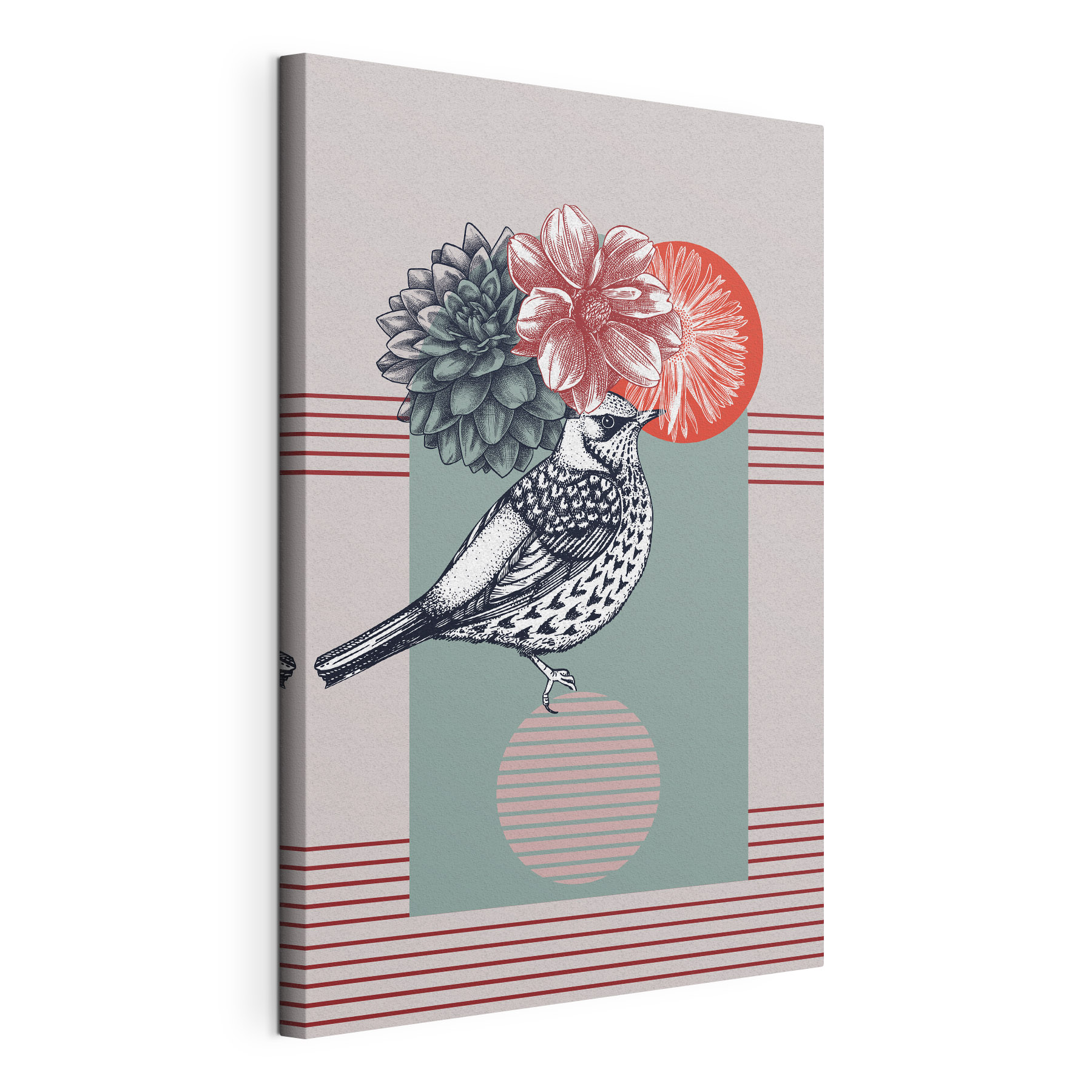 A bird with flowers on its head