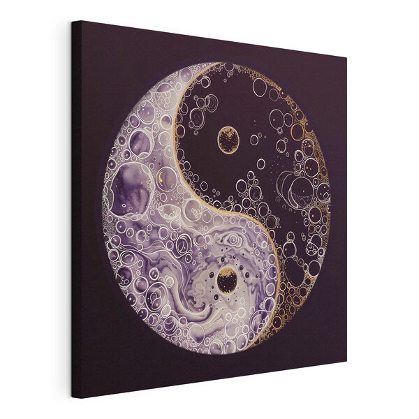 A yin yang symbol with bubbles