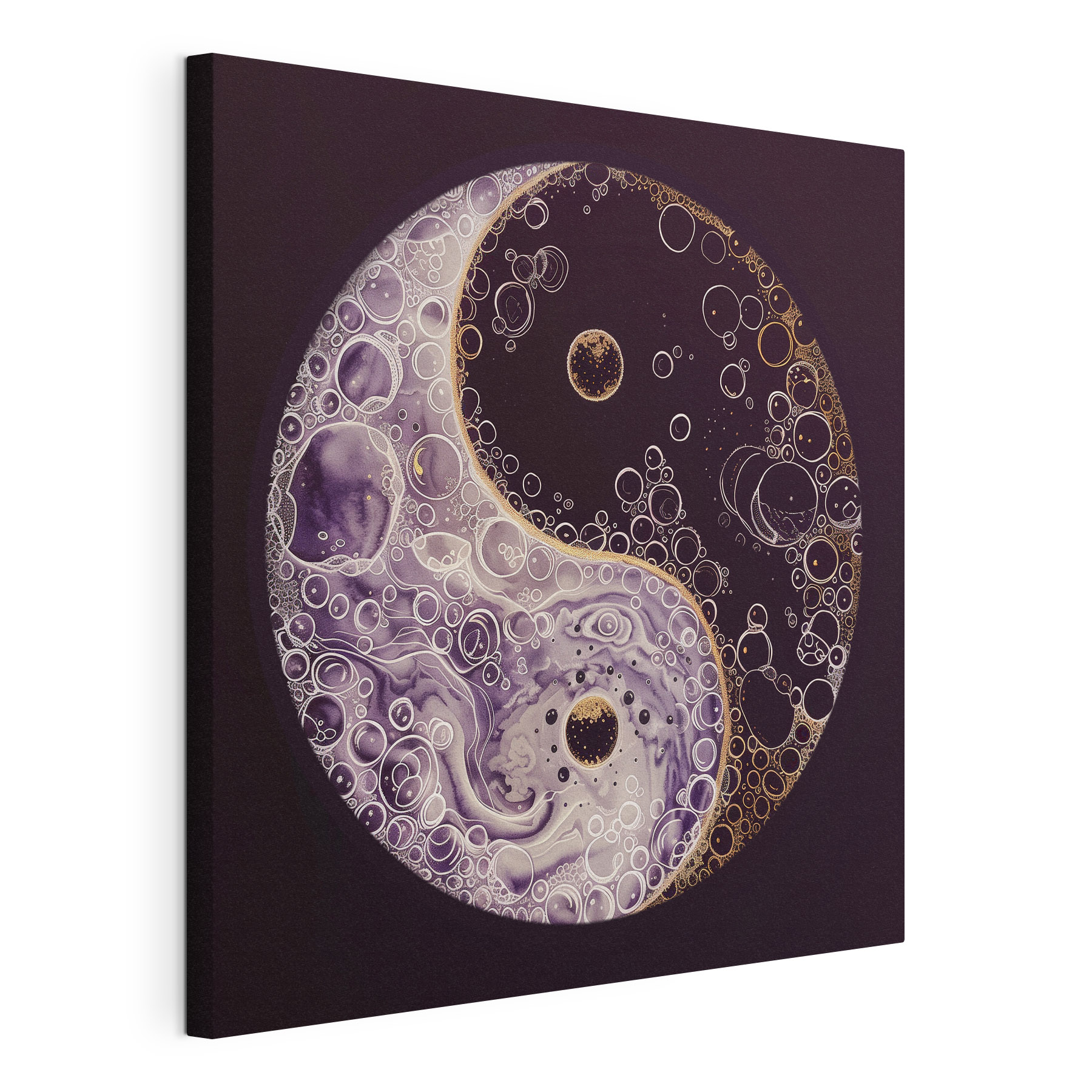 A yin yang symbol with bubbles