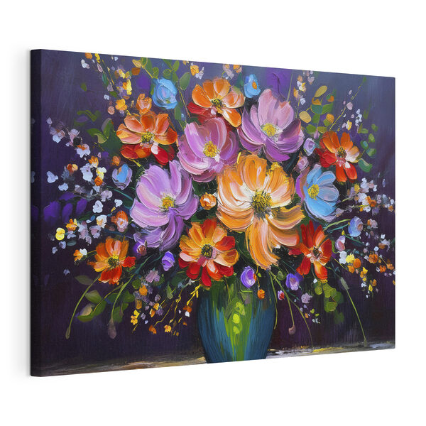 A painting of flowers in a vase