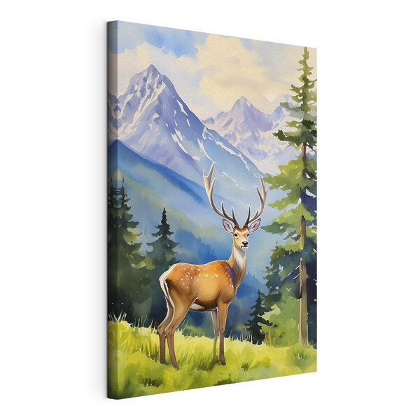 A watercolor of a deer in a forest A watercolor of a deer in a forest