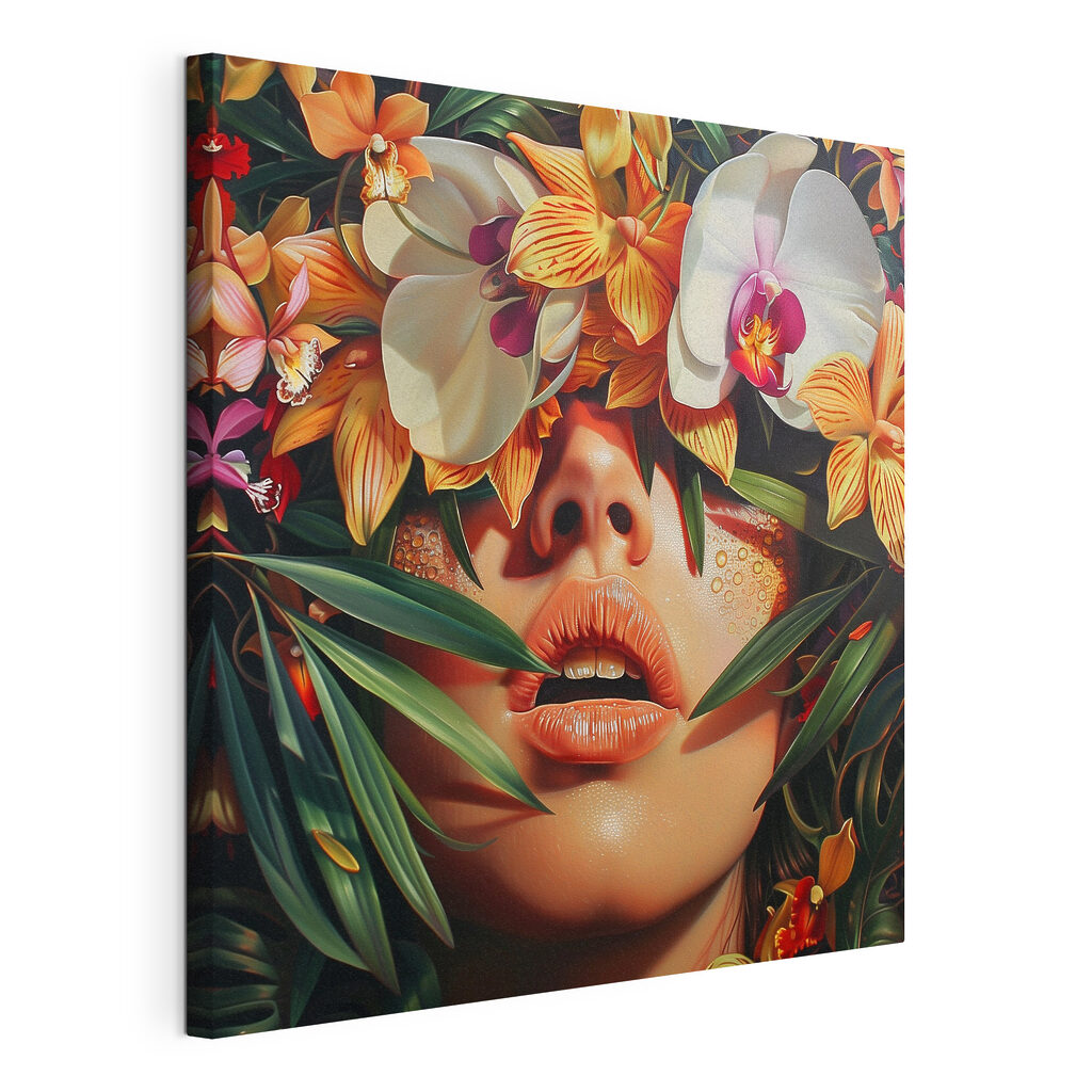 Woman with flowers on her head
