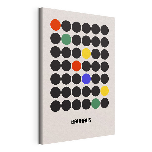 A group of black circles with different colored dots