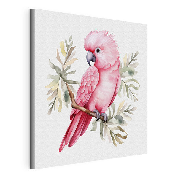 A pink bird on a branch