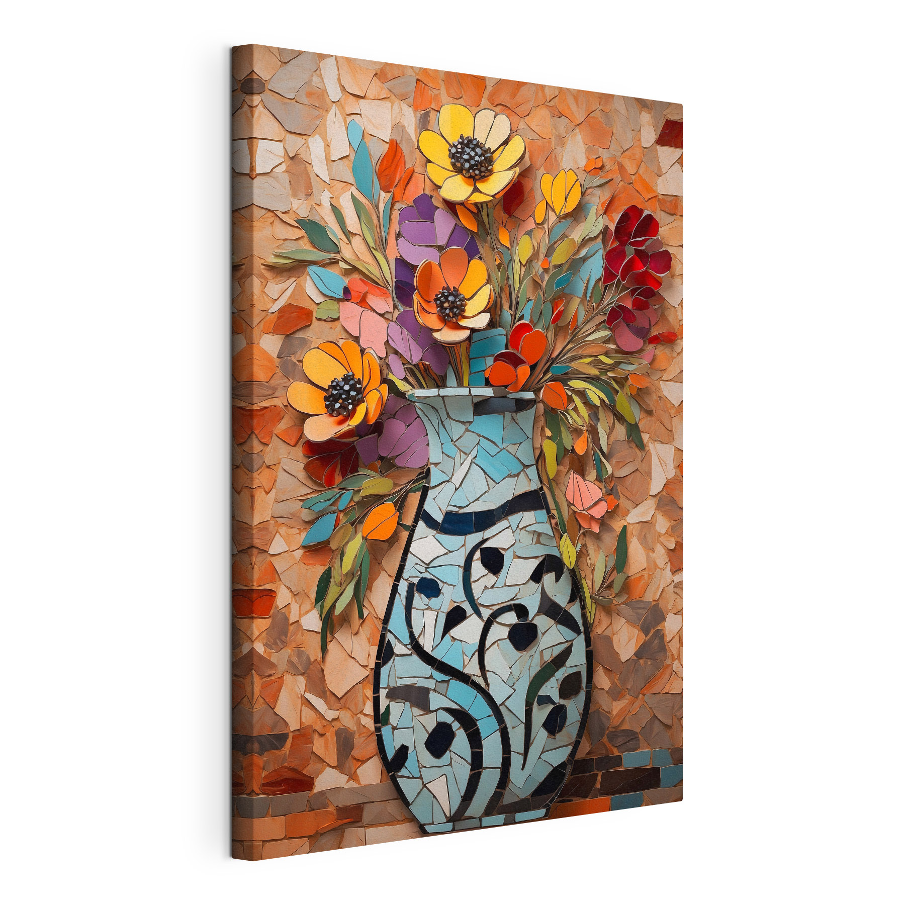 Mosaic of flowers in a vase