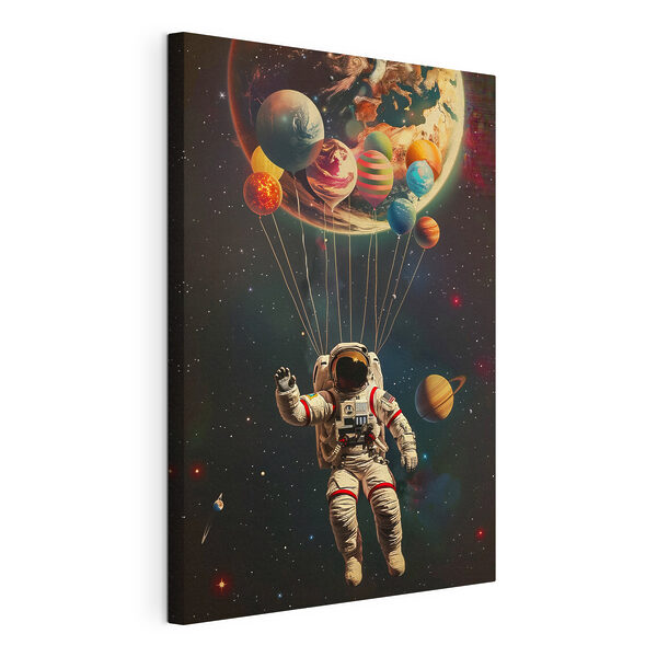 Astronaut vznášajúci sa vo vesmíre s balónmi Obraz Astronaut vznášajúci sa vo vesmíre s balónmi