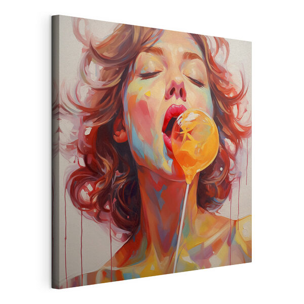 Woman with red hair and a lollipop
