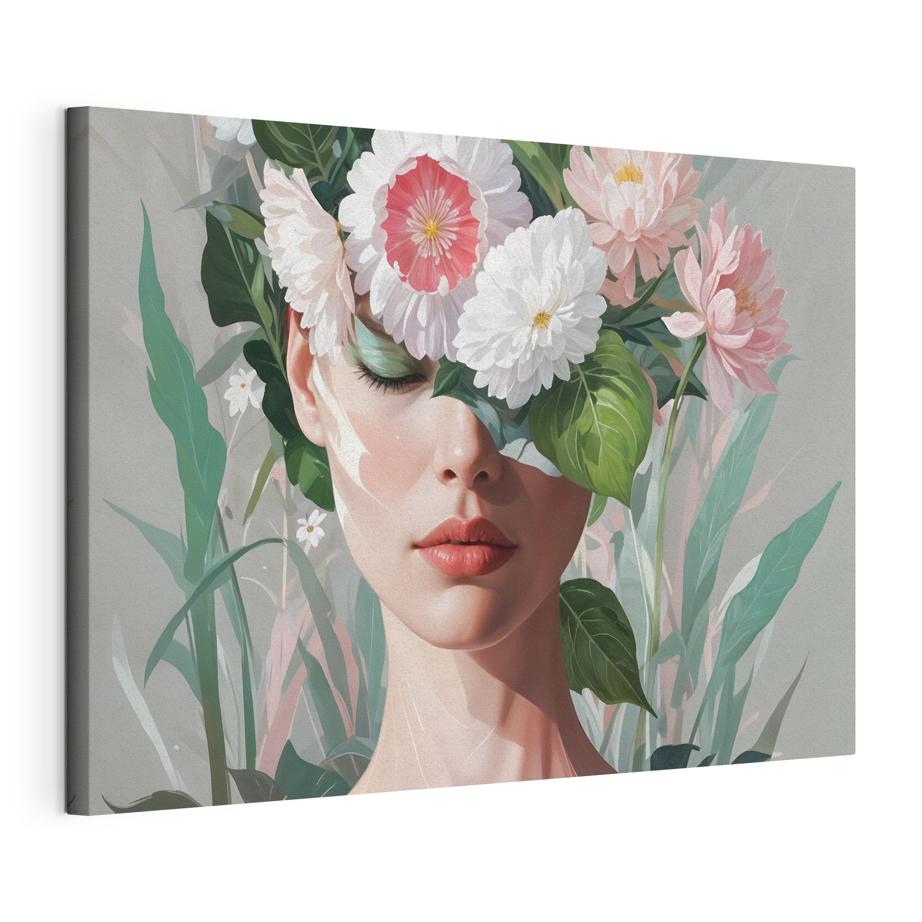 Woman with flowers on her head