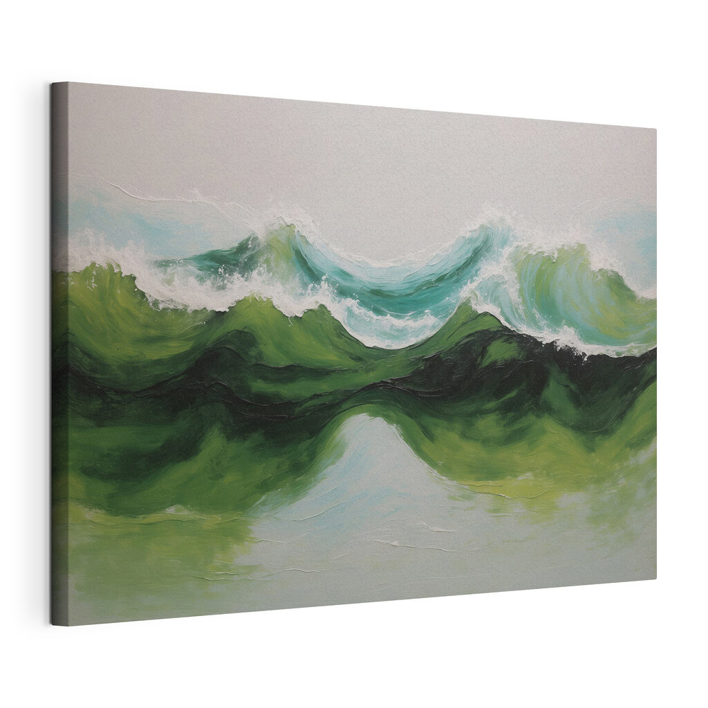 Painting of green and blue waves