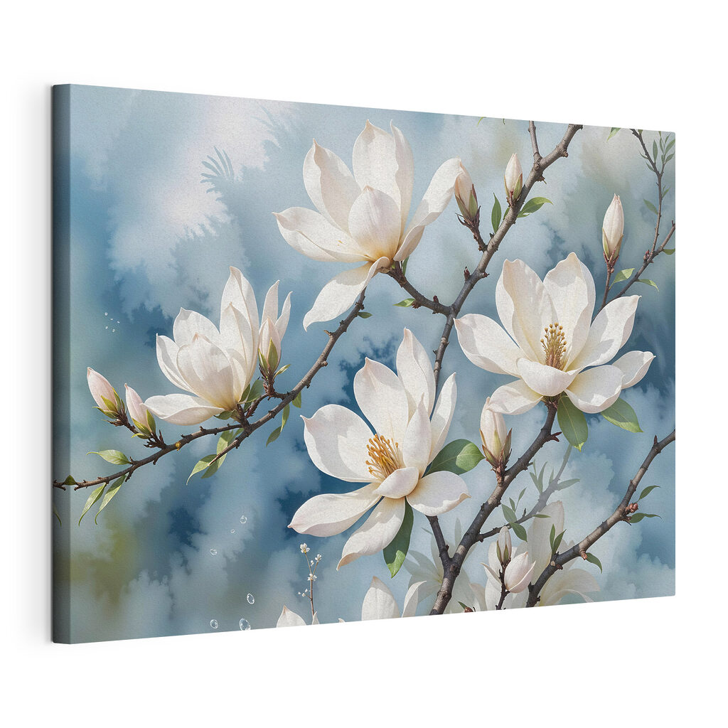 Group of white flowers on a tree branch
