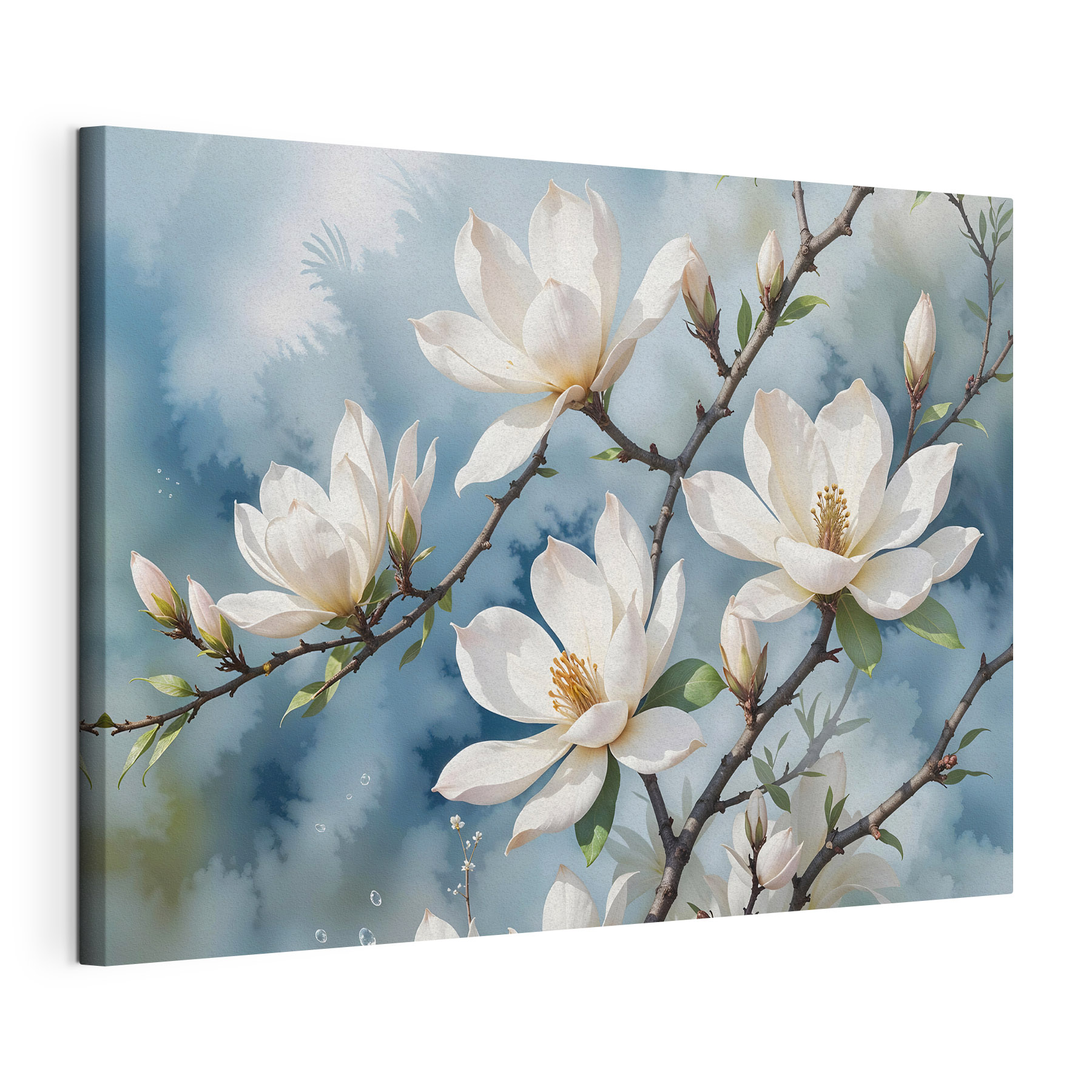 Group of white flowers on a tree branch