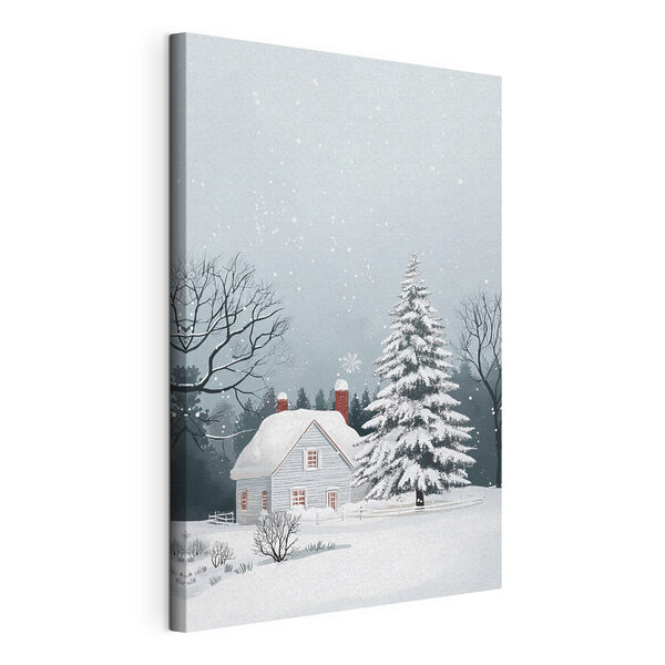 House with snow on the roof and a tree in the snow