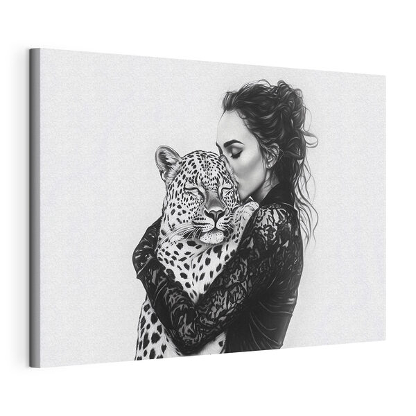 Obraz Žena objímajúca leoparda
